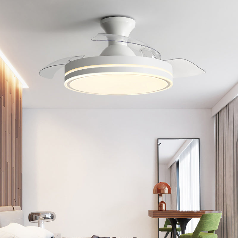 Round Ceiling Fan Light Kids Style Metal 1 Light Ceiling Fan Lamp for Living Room