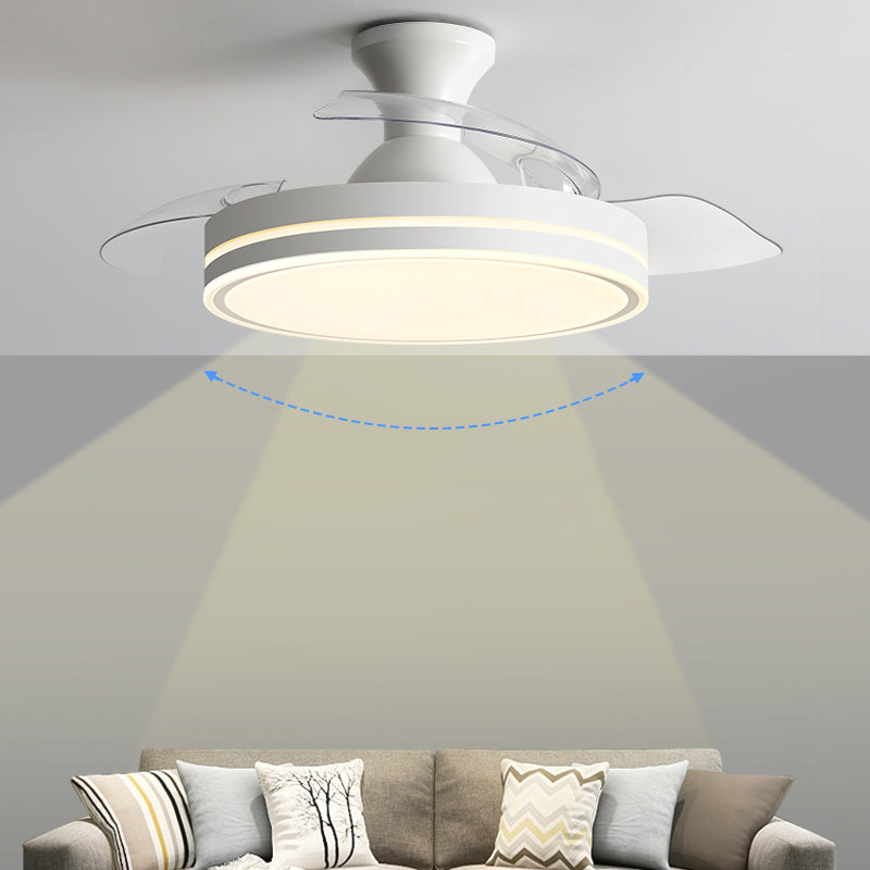 Round Ceiling Fan Light Kids Style Metal 1 Light Ceiling Fan Lamp for Living Room