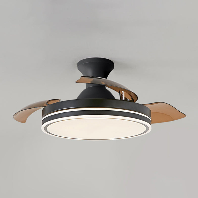 Round Ceiling Fan Light Kids Style Metal 1 Light Ceiling Fan Lamp for Living Room