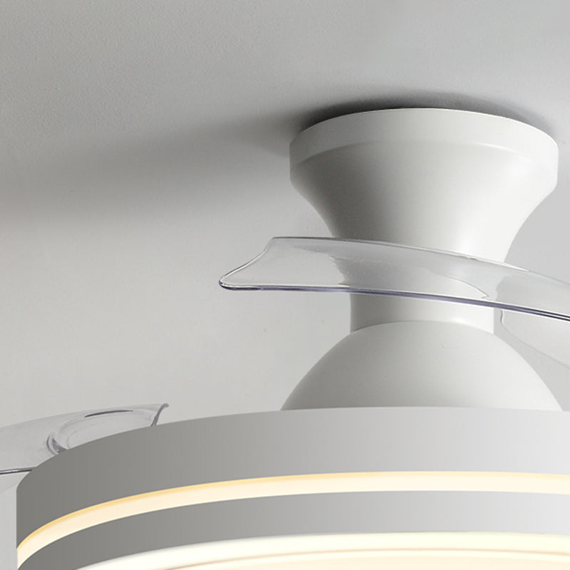 Round Ceiling Fan Light Kids Style Metal 1 Light Ceiling Fan Lamp for Living Room