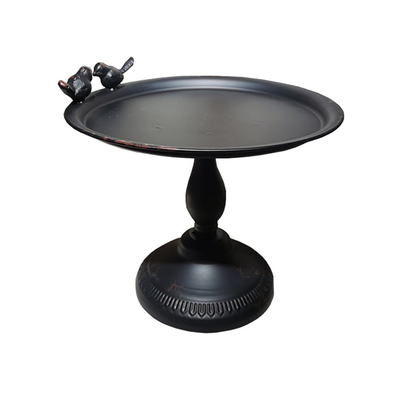 Round Mental Tray Top Side Table Pedestal Distressed End Table