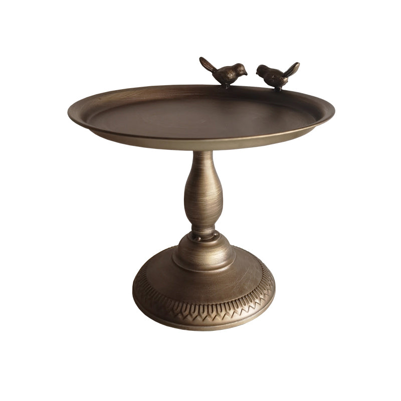 Round Mental Tray Top Side Table Pedestal Distressed End Table