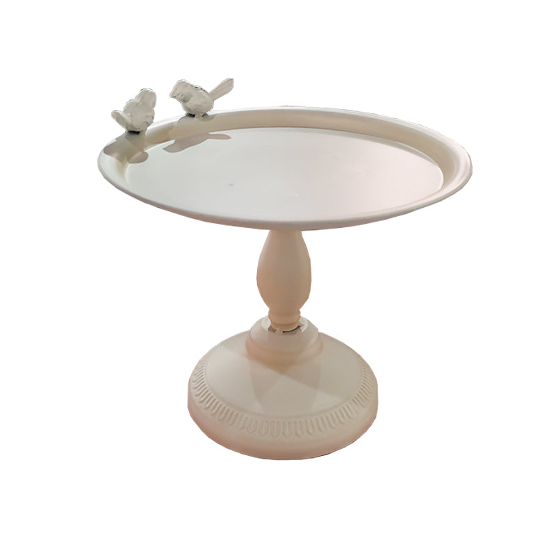 Round Mental Tray Top Side Table Pedestal Distressed End Table