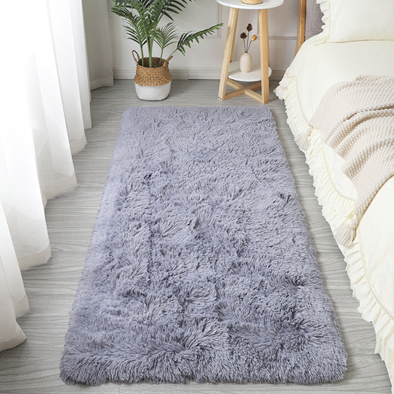 Simple Plain Carpet Polyester Shag Indoor Rug Pet Friendly Rug for Adult's Bedroom