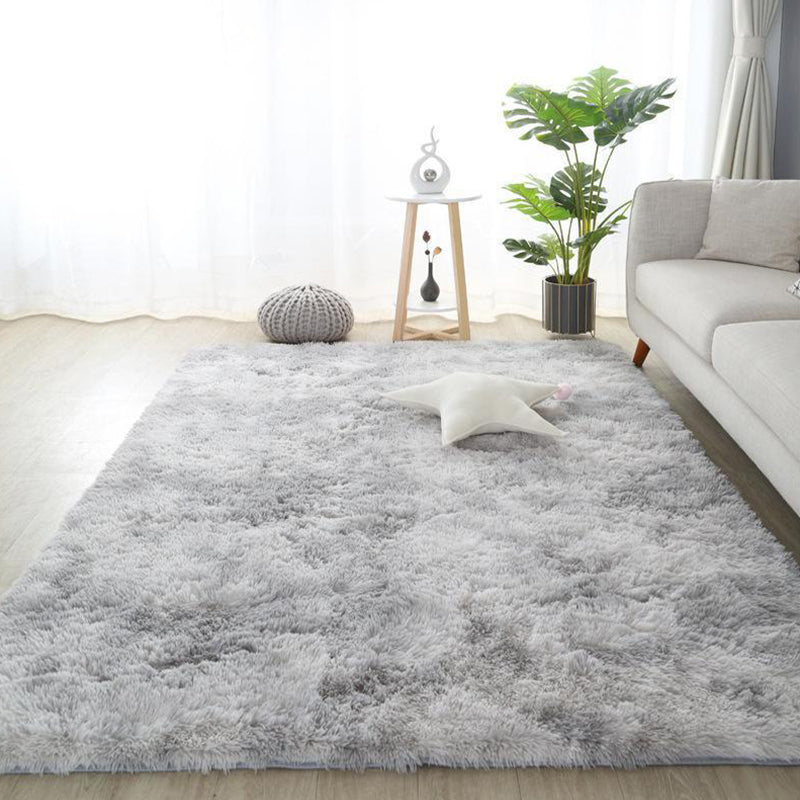 Casual Plain Carpet Polyester Shag Indoor Rug Non-Slip Backing Rug for Living Room