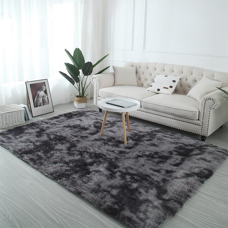 Casual Plain Carpet Polyester Shag Indoor Rug Non-Slip Backing Rug for Living Room