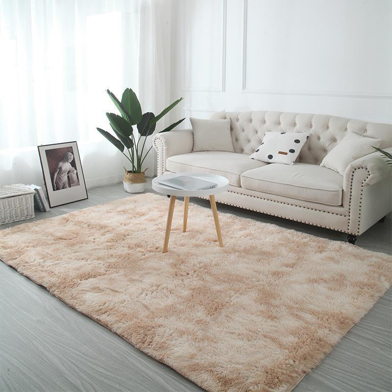 Casual Plain Carpet Polyester Shag Indoor Rug Non-Slip Backing Rug for Living Room