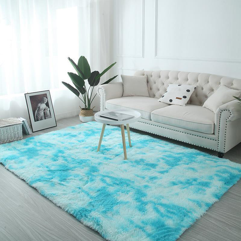 Casual Plain Carpet Polyester Shag Indoor Rug Non-Slip Backing Rug for Living Room