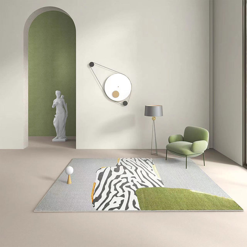 Casual Color Block Rug Polyester Area Rug Non-Slip Backing Indoor Carpet for Living Room