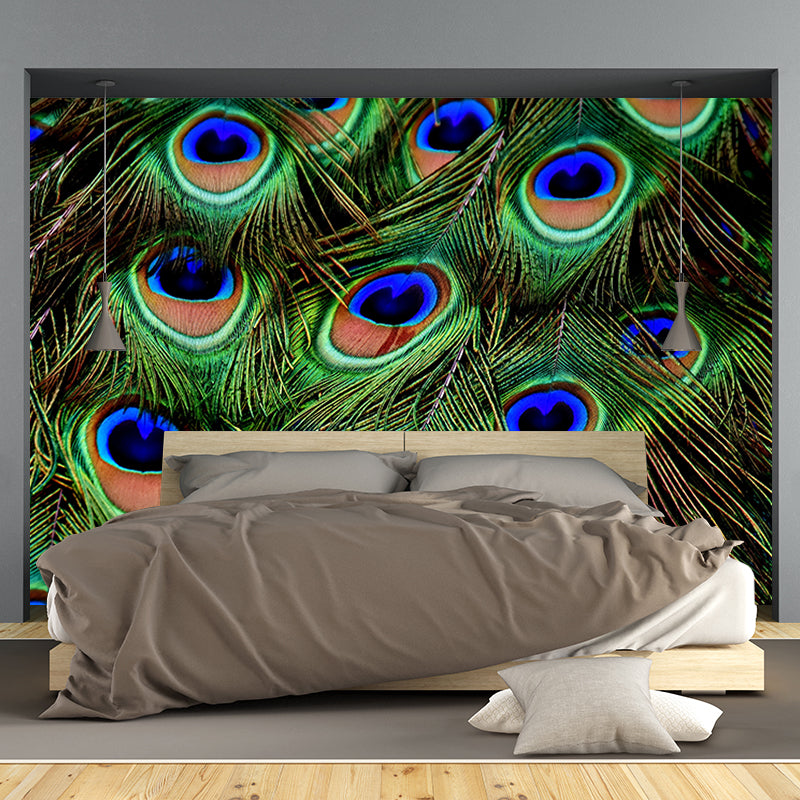 Photography Wall Mural Peacock Feather Patterned Drawing Room Wall Mural