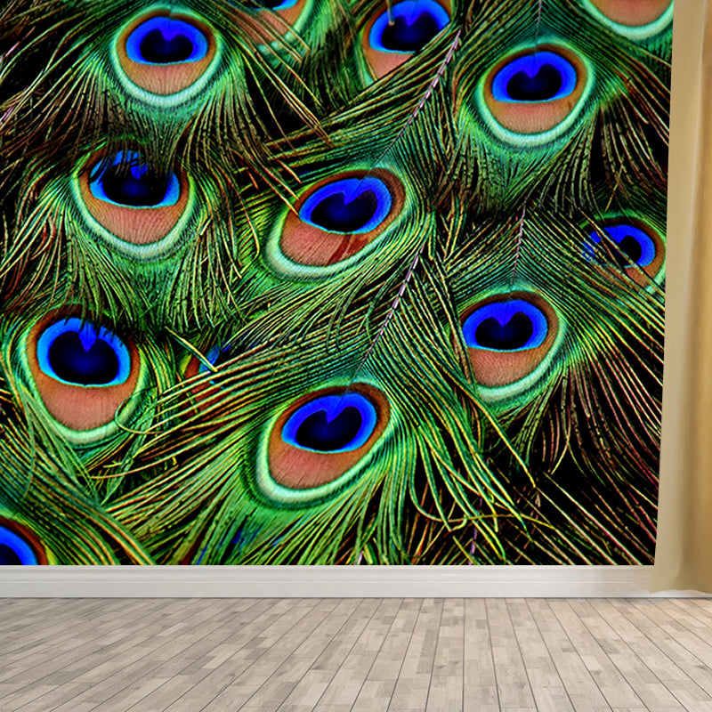 Photography Wall Mural Peacock Feather Patterned Drawing Room Wall Mural