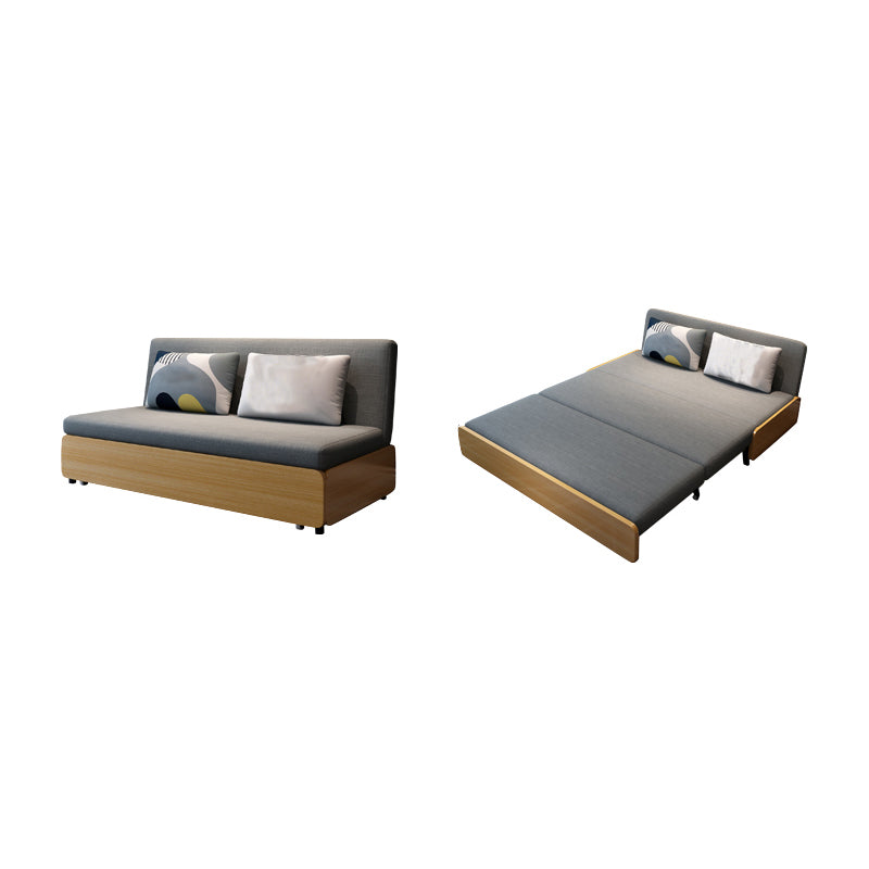 Contemporary Armless Tight Back Cotton Blend Sofa Bed in Grey