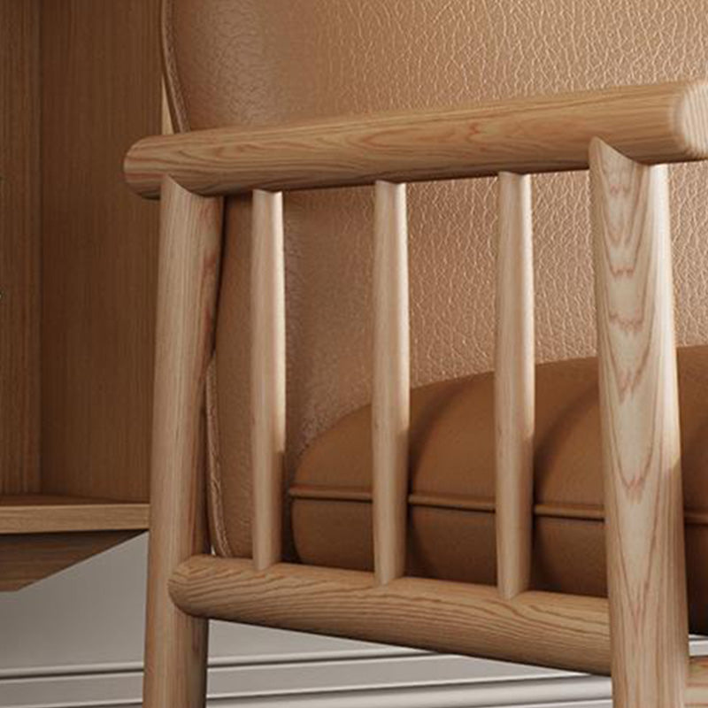 30.3" H Faux Leather Brown/White Square Arm Sofa for Living Room