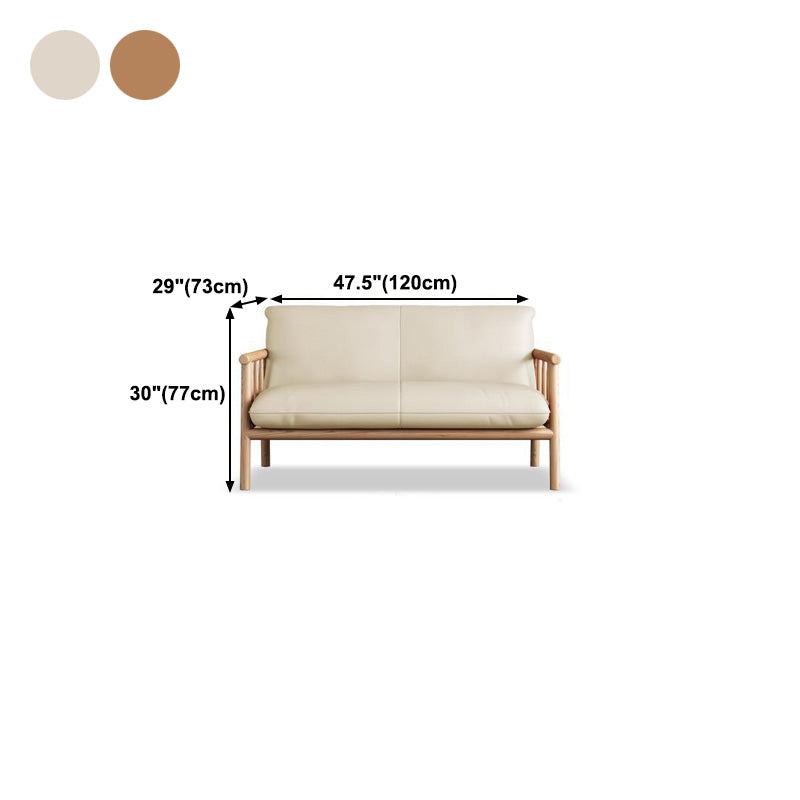 30.3" H Faux Leather Brown/White Square Arm Sofa for Living Room