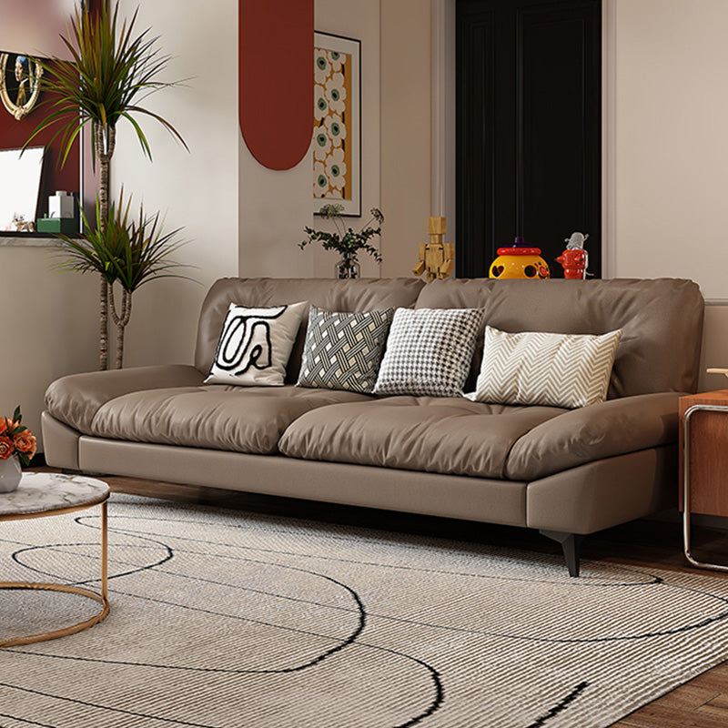 Glam Tufted Standard Square Arm Living Room Faux Leather Sofa