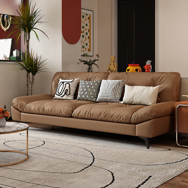 Glam Tufted Standard Square Arm Living Room Faux Leather Sofa