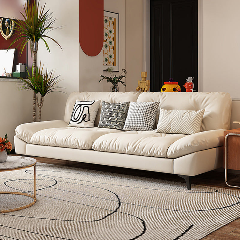 Glam Tufted Standard Square Arm Living Room Faux Leather Sofa