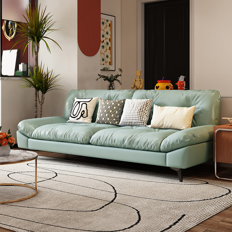 Glam Tufted Standard Square Arm Living Room Faux Leather Sofa