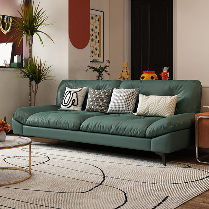 Glam Tufted Standard Square Arm Living Room Faux Leather Sofa