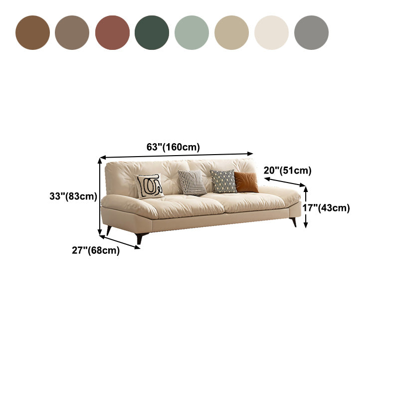Glam Tufted Standard Square Arm Living Room Faux Leather Sofa