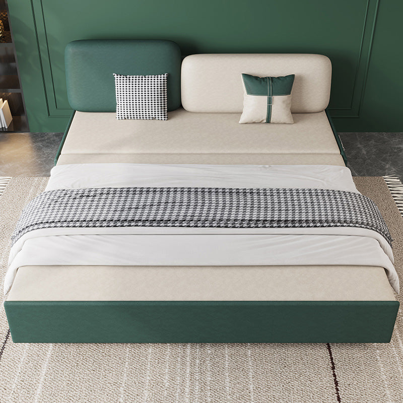 Contemporary Armless Cotton Blend Sofa Bed in Green with 2 Pillows
