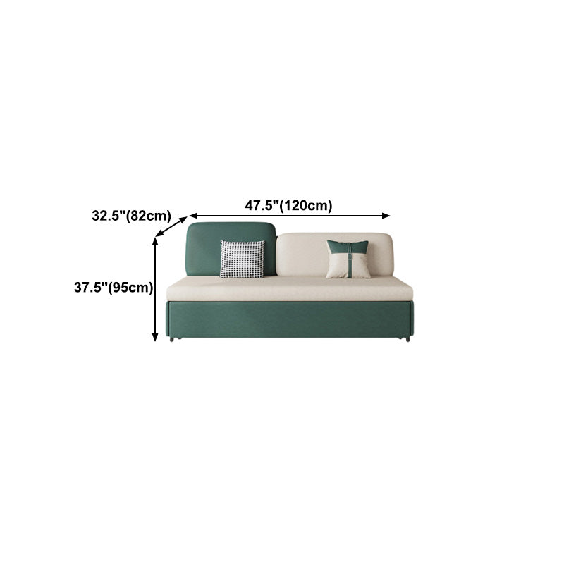 Contemporary Armless Cotton Blend Sofa Bed in Green with 2 Pillows
