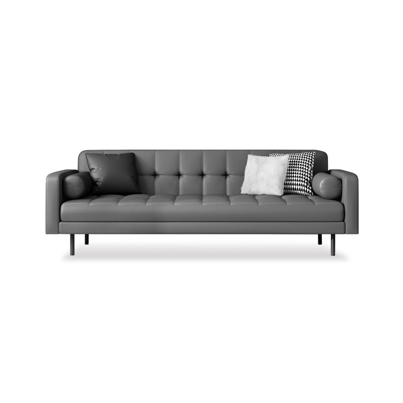 Glam Tufted Biscuit Back Standard Living Room Faux Leather Sofa