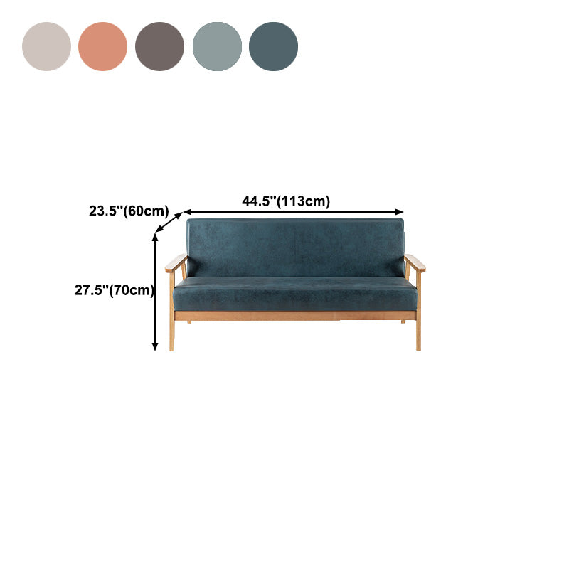 Faux Leather Sofa 23.62" D x 27.55" H Square Arm Sofa for Living Room