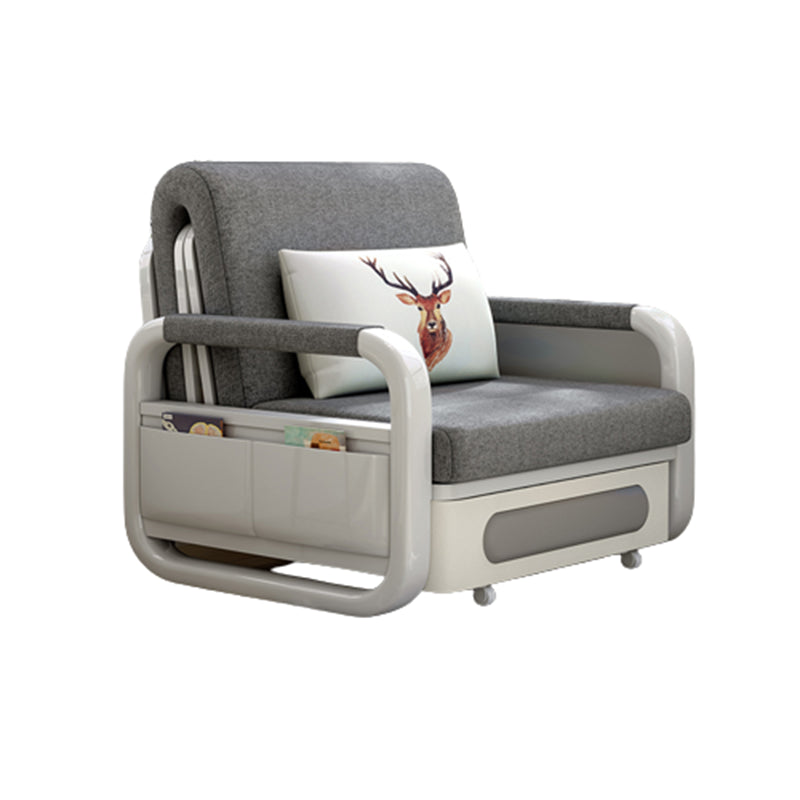 Cotton Blend Contemporary Sofa with Bed in Grey with Storage