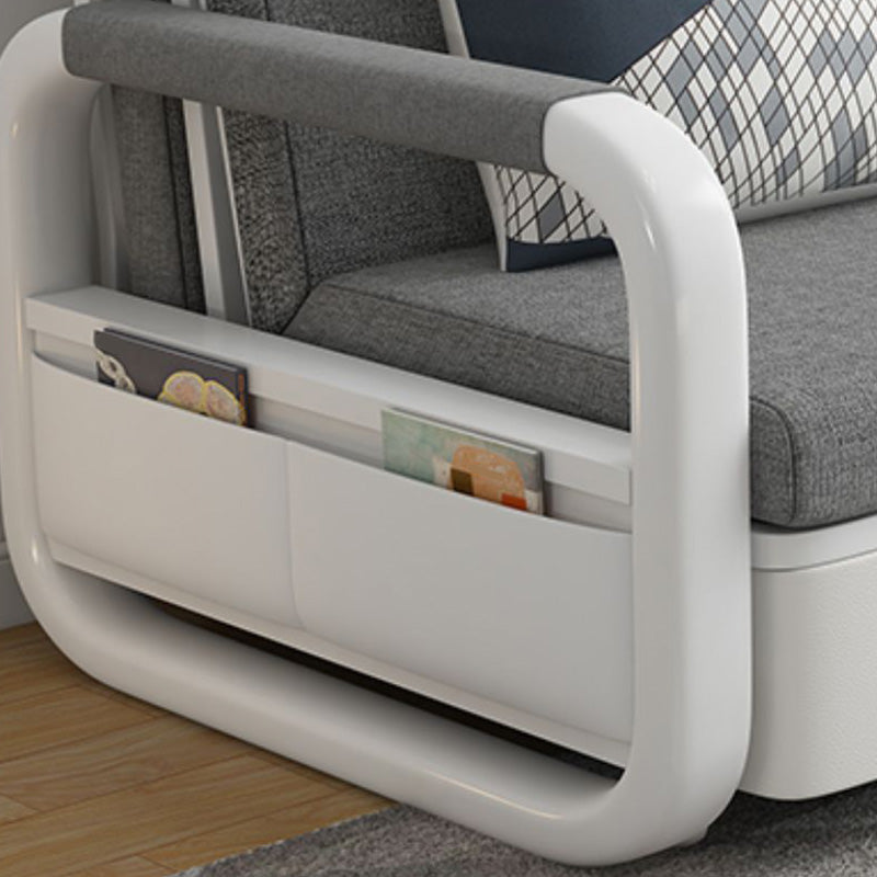 Cotton Blend Contemporary Sofa with Bed in Grey with Storage