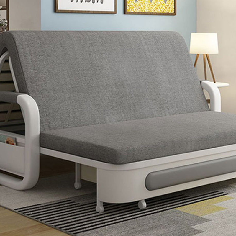 Cotton Blend Contemporary Sofa with Bed in Grey with Storage