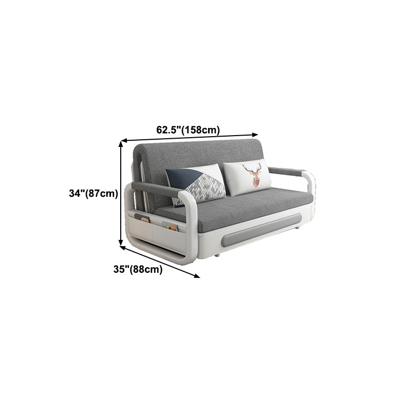 Cotton Blend Contemporary Sofa with Bed in Grey with Storage