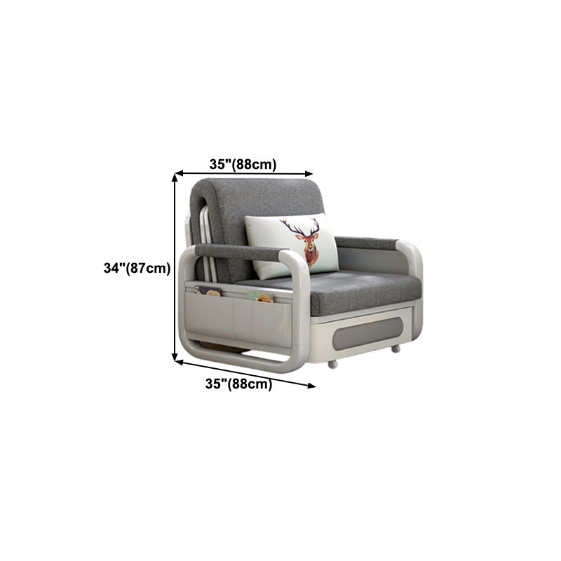 Cotton Blend Contemporary Sofa with Bed in Grey with Storage
