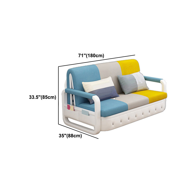 Cotton Blend Contemporary Square Arm Sofa Bed for Living Room