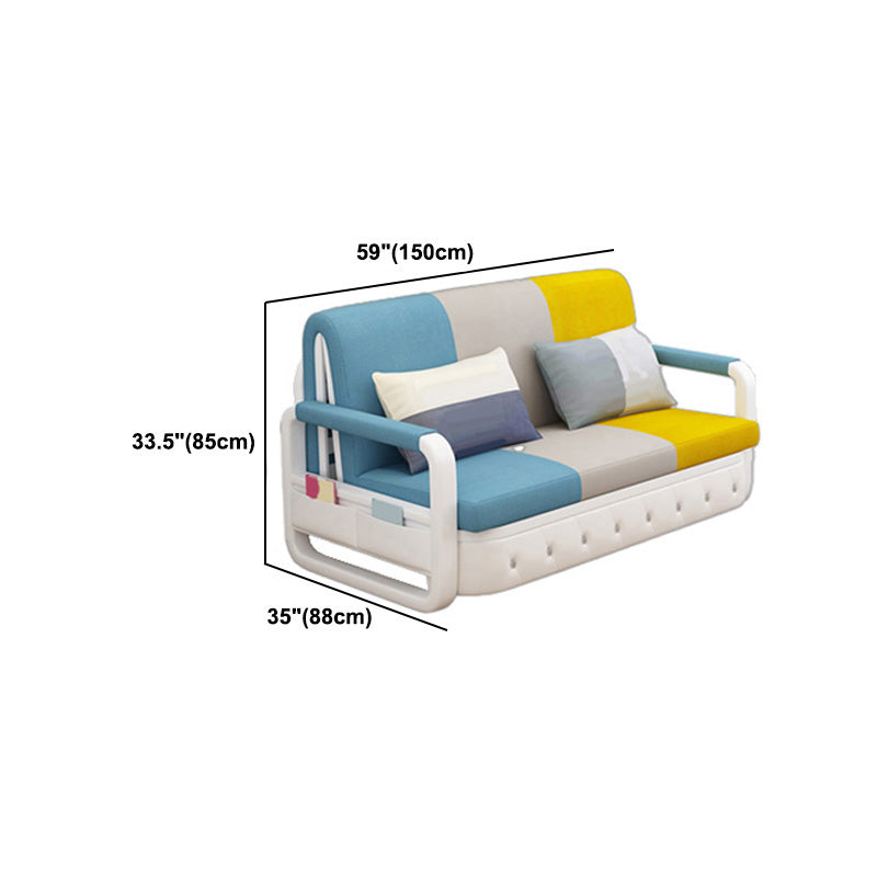 Cotton Blend Contemporary Square Arm Sofa Bed for Living Room