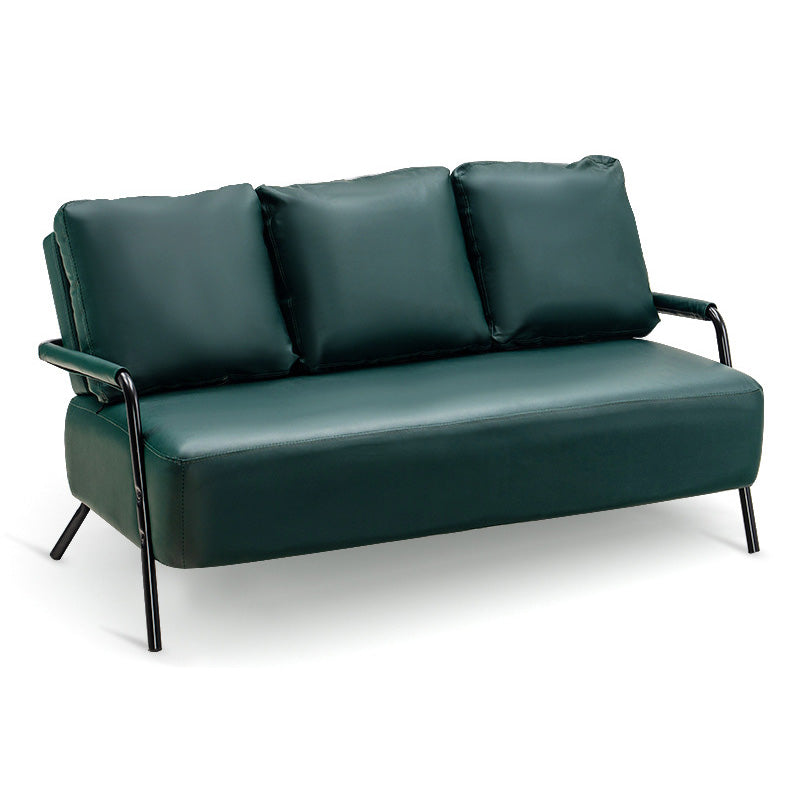 3 Seater 27.5" H PU Leather Solid Color Square Arm Sofa for Living Room