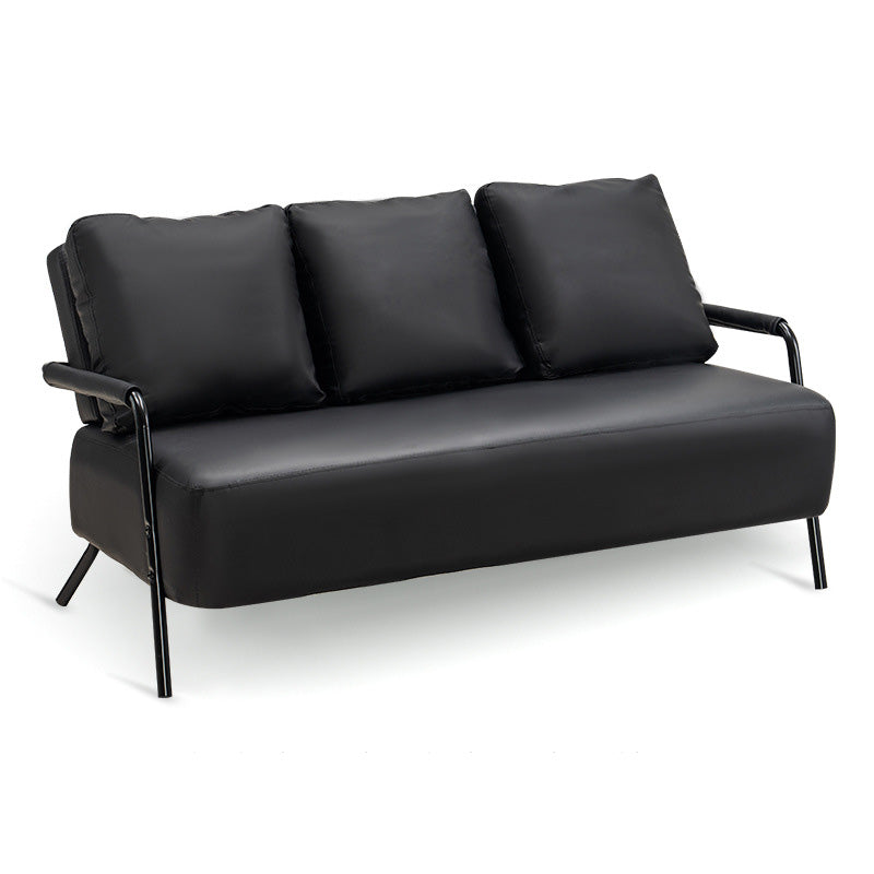 3 Seater 27.5" H PU Leather Solid Color Square Arm Sofa for Living Room