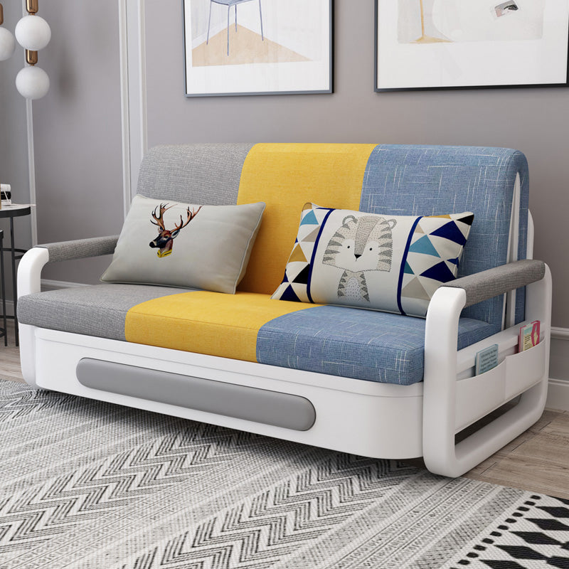 Slipcovered Cotton Blend Contemporary Sofa with Bed for Living Room