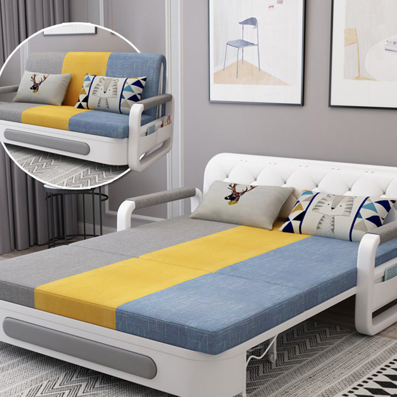 Slipcovered Cotton Blend Contemporary Sofa with Bed for Living Room