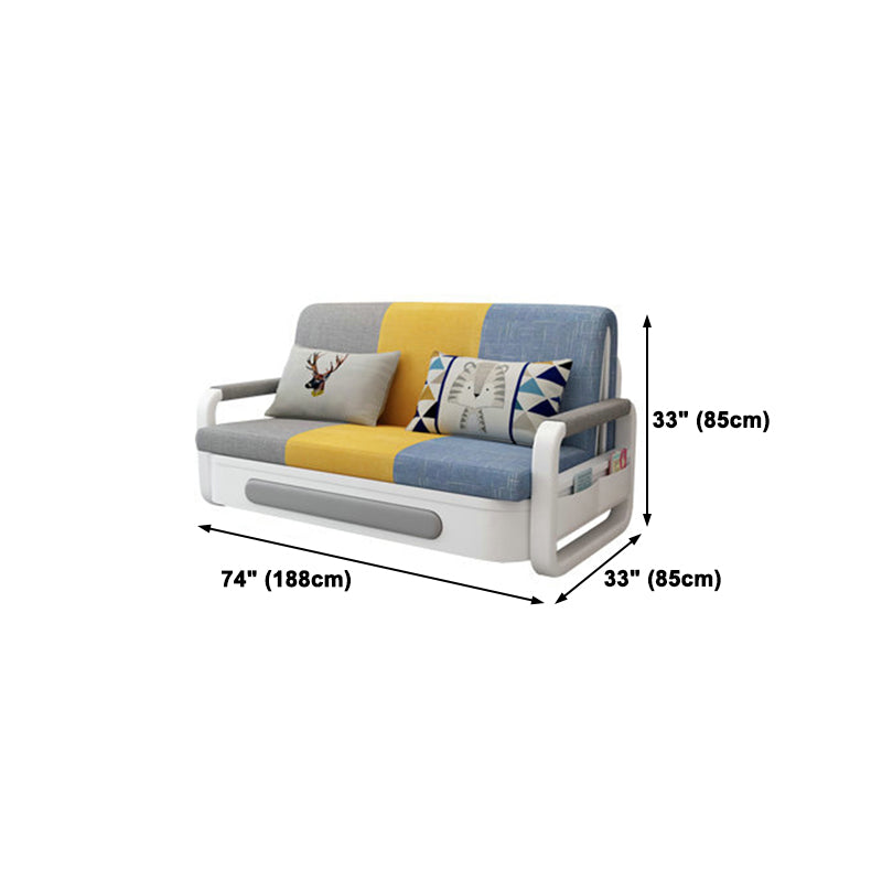 Slipcovered Cotton Blend Contemporary Sofa with Bed for Living Room