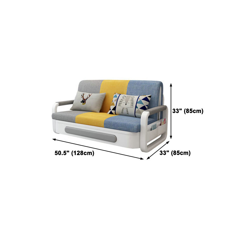 Slipcovered Cotton Blend Contemporary Sofa with Bed for Living Room