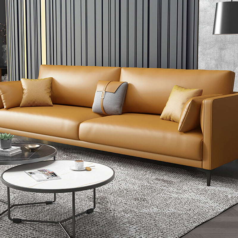 Living Room Cushions Stain Resistant Faux Leather Square Arm Sofa