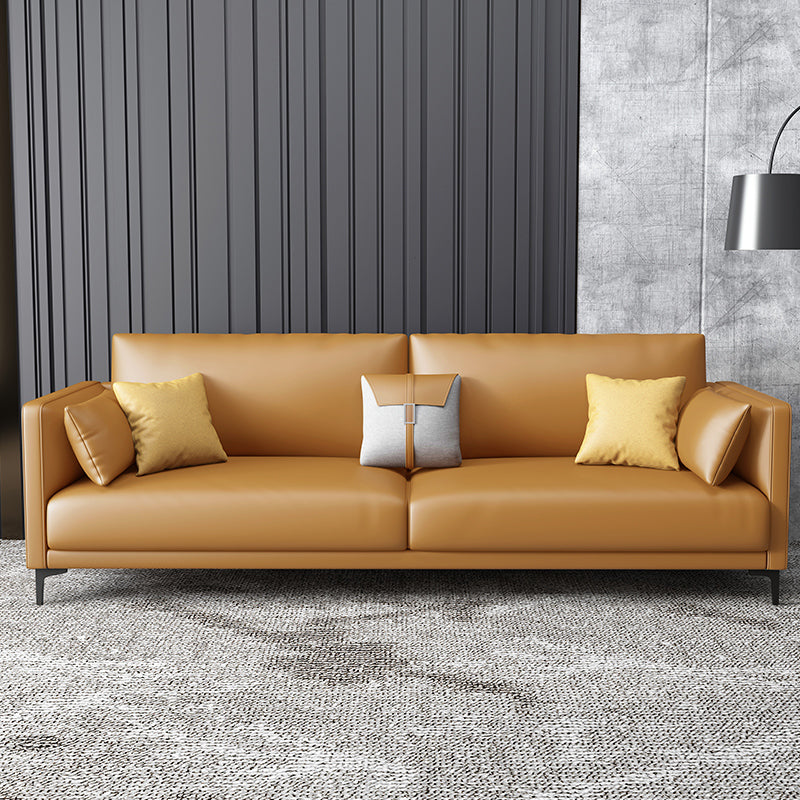 Living Room Cushions Stain Resistant Faux Leather Square Arm Sofa