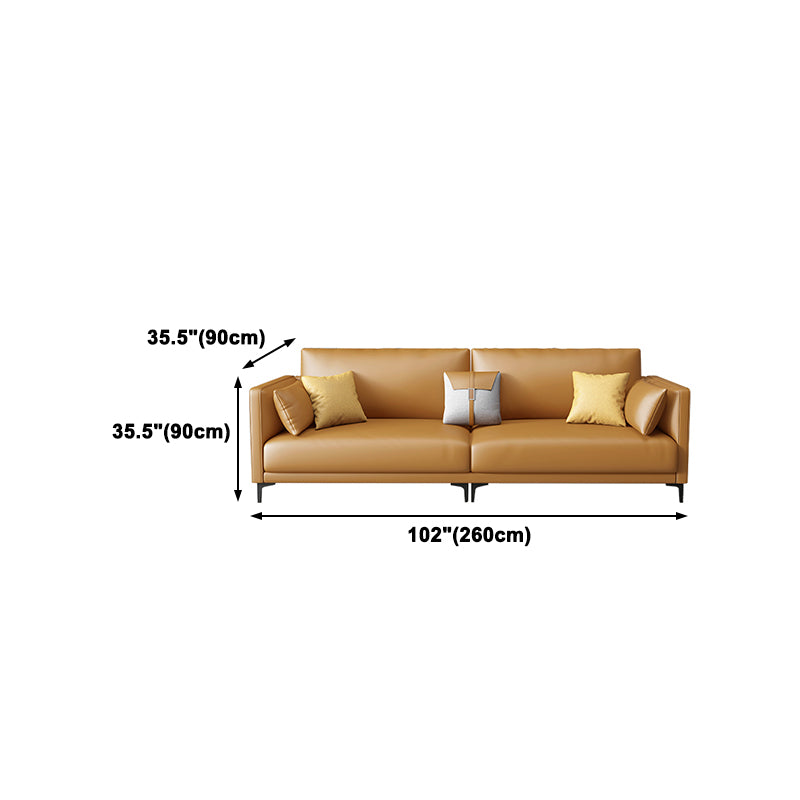 Living Room Cushions Stain Resistant Faux Leather Square Arm Sofa