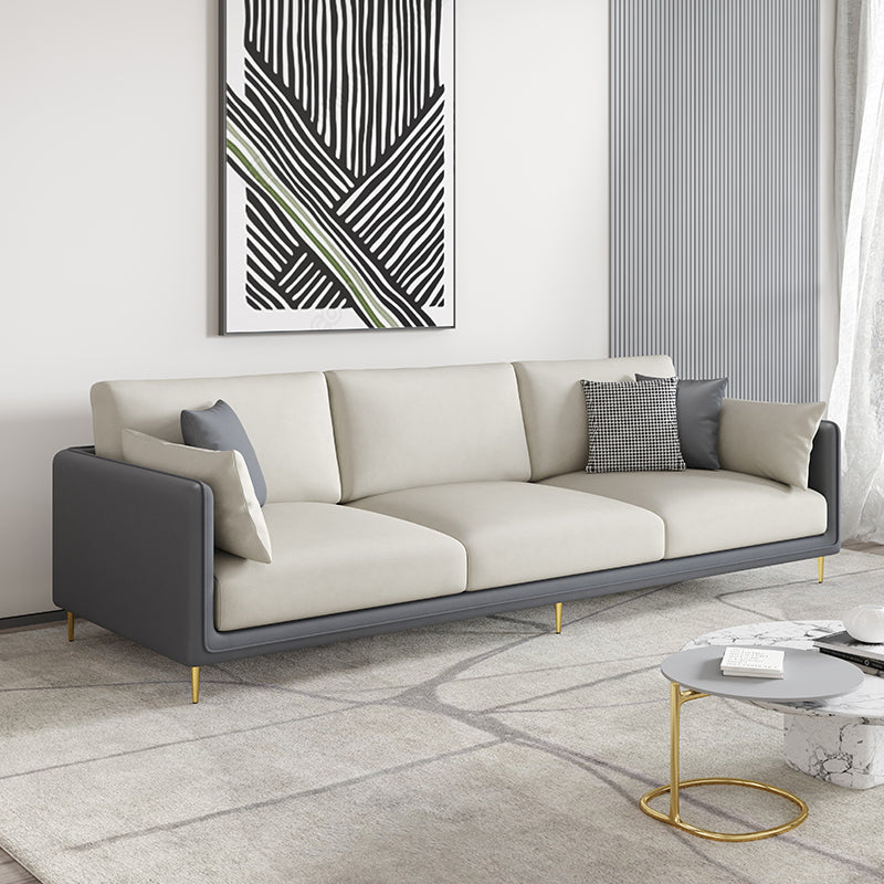 Faux Leather 3-seater Living Room Standard Cushions Glam Sofa