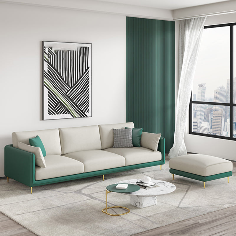 Faux Leather 3-seater Living Room Standard Cushions Glam Sofa