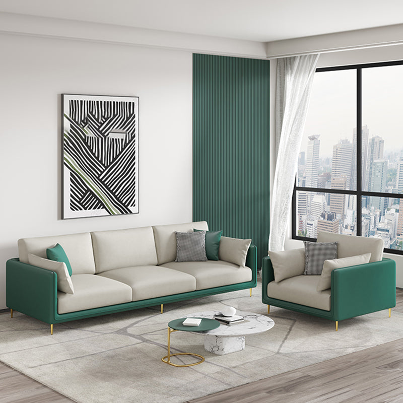 Faux Leather 3-seater Living Room Standard Cushions Glam Sofa