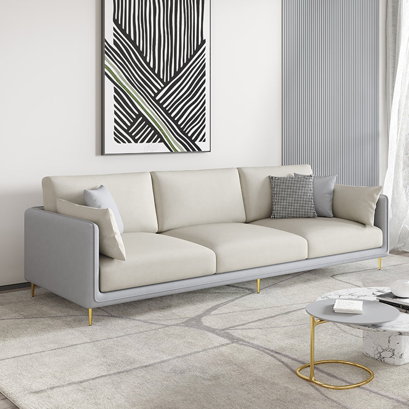 Faux Leather 3-seater Living Room Standard Cushions Glam Sofa