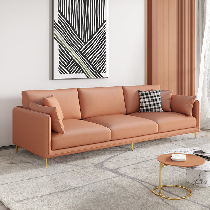 Faux Leather 3-seater Living Room Standard Cushions Glam Sofa