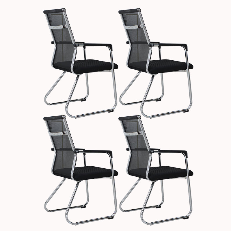 Contemporary Fixed Arms Desk Chair Ergonomic Mid-Back Desk Chair